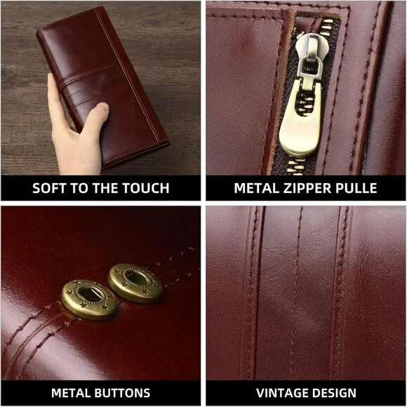 Modern Classical Coffee Leather RFID Bifold Wallet for Women - Picture 8 of 9